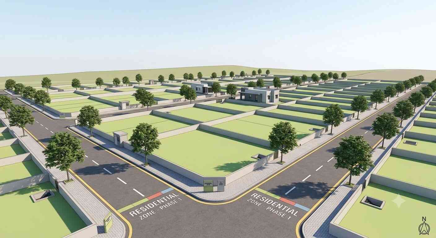 Residential land parcel layout Dholera Influence Zone, Industrial land parcel Dholera region, Commercial plot Aerocity Dholera
